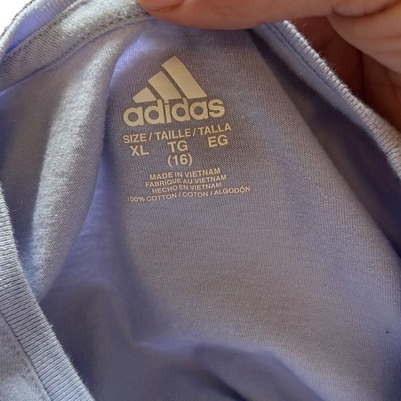 Kids Adidas Logo Graphic Tee Shirt Light‎ Purple Short Sleeve Size 16 - Picture 3 of 4